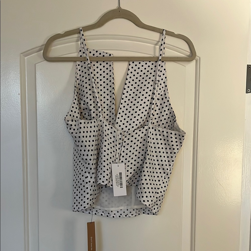 NWT Reformation Evette Linen Top in Eclipse Dot - Picture 3 of 9